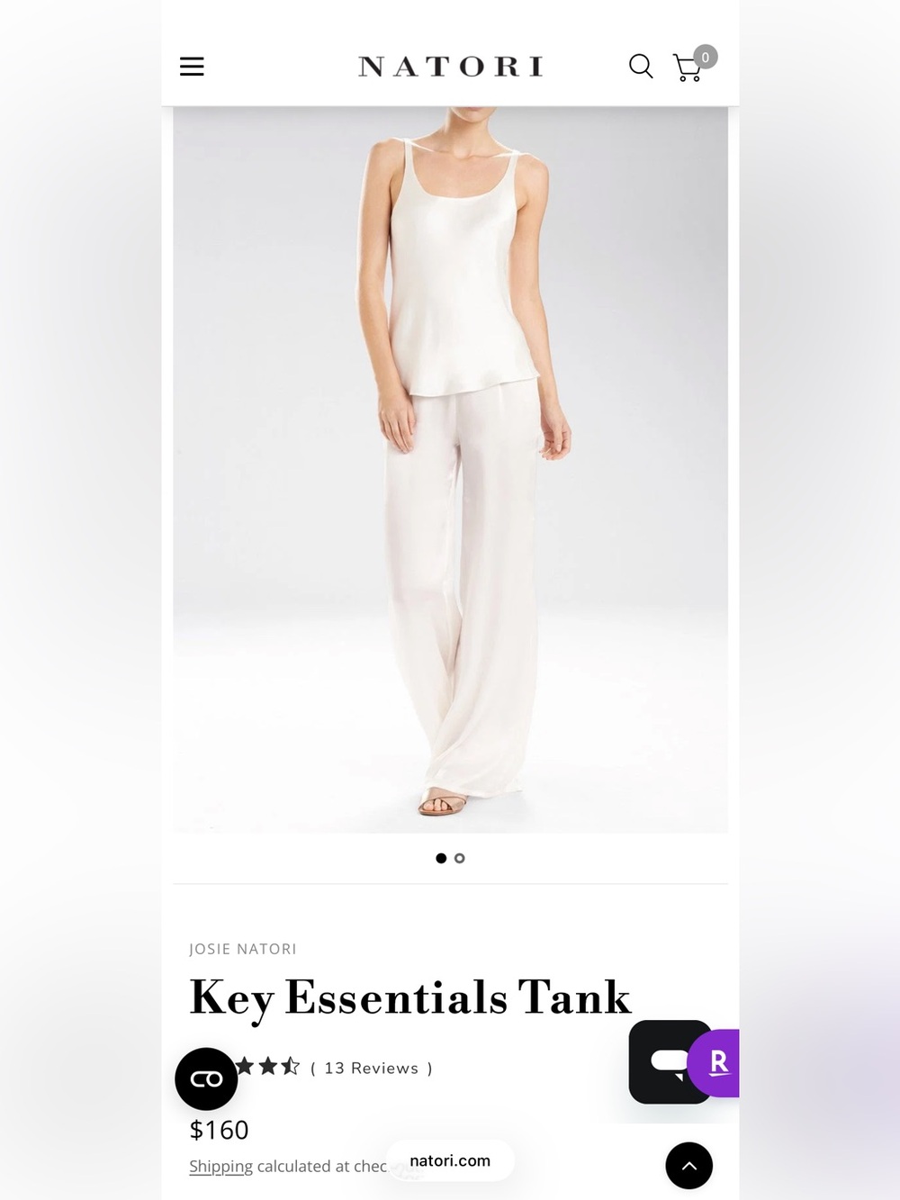 Josie Natori Silk Ivory Key Essentials Tank Top